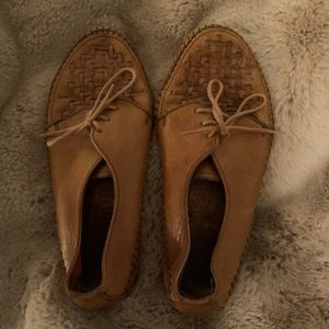 Vintage Dexter Brown Woven Lace Up Leather Loafer Shoe Size 7 W